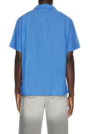 Polo Ralph Lauren Short Sleeve Seersucker Linen Andy Camp Shirt in Blue
