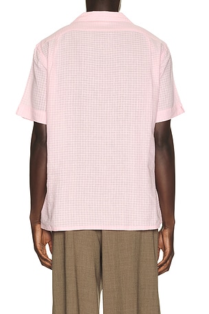 Polo Ralph Lauren Short Sleeve Seersucker Linen Andy Camp Shirt in Pink
