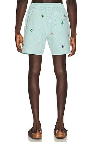 Polo Ralph Lauren Stretch Seersucker Traveler Swim Trunk in Green