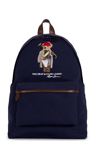 Canvas & Leather Novelty Polo Society Bear Large Backpack Polo Ralph Lauren