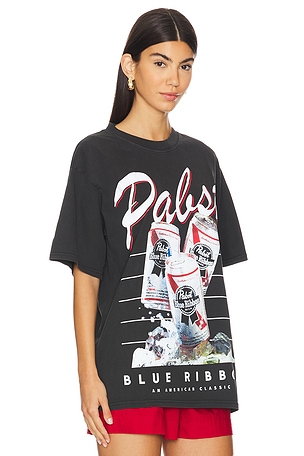 Philcos Pabst Blue Ribbon Stacked Boxy Tee in Black