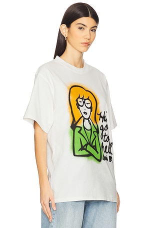 Philcos Daria, Hi Go To Hell Boxy Tee in Cream