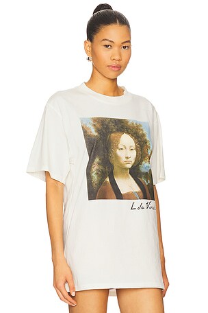 Philcos Leonardo Da Vinci Ginevra De' Benci Boxy Tee in Cream. Size XL/1X. Also