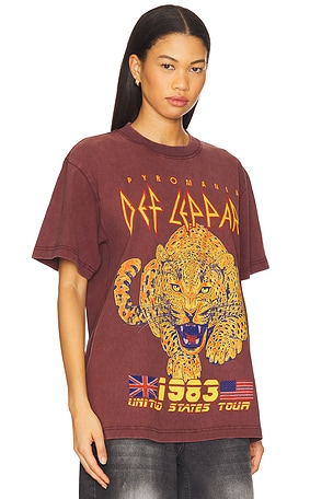 Philcos Def Leppard Pyromania Tee in Burgundy
