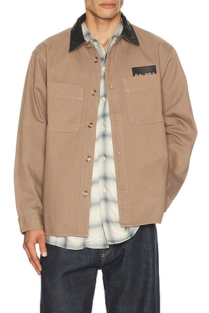 Twill Leather Collar Overshirt Palmes
