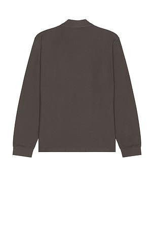 Palmes Society Long Sleeve Zip Polo in Charcoal