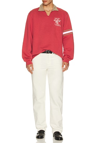 Palmes Forever Open Rugby Shirt in Red