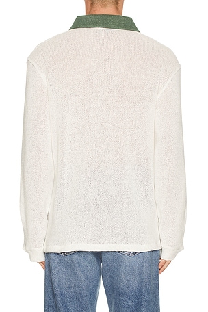 Palmes Knitted Rugby Shirt in White