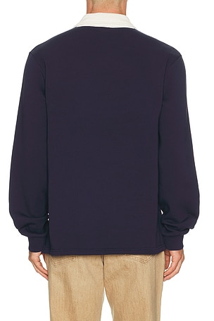 Palmes Boot Open Rugby Shirt in Navy