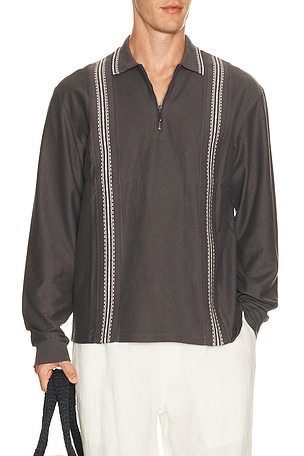 Panel Long Sleeve Zip Polo Palmes