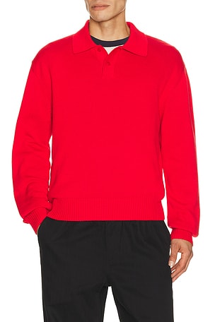 Cotton Long Sleeve Knit Polo Palmes