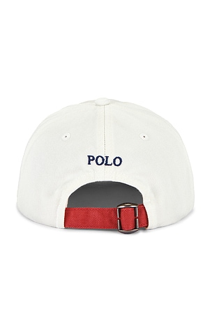 Polo Ralph Lauren Classic New Bond Chino Sailing Bear Graphic Sport Cap in White,Red