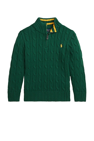 Polo Ralph Lauren Kids Cable Knit Half-zip Sweater in Green