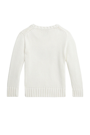 Polo Ralph Lauren Kids Flag Cotton Crewneck Sweater in White
