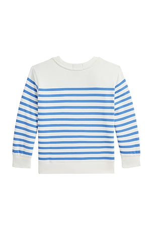 Polo Ralph Lauren Kids Novelty Bear Graphic Striped Sweatshirt in White