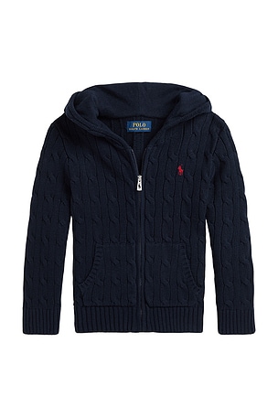 Long Sleeve Cable Knit Full-Zip Hoodie Polo Ralph Lauren