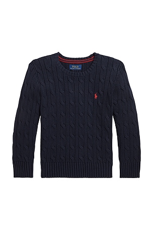 Long Sleeve Cable Knit Crewneck Sweater Polo Ralph Lauren