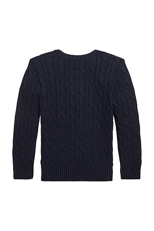 Polo Ralph Lauren Long Sleeve Cable Knit Crewneck Sweater in Navy. Size 5. Also