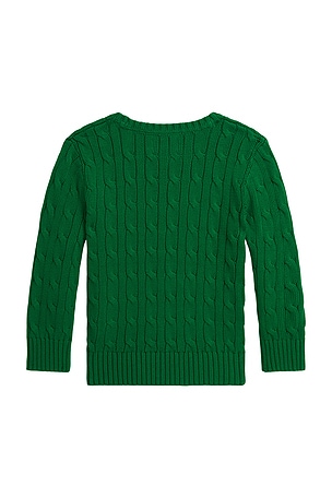 Polo Ralph Lauren Long Sleeve Cable Knit Crewneck Sweater in Green