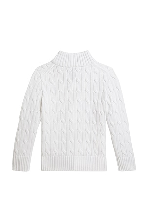 Polo Ralph Lauren Kids Cotton Cable Knit Mockneck Sweater in White