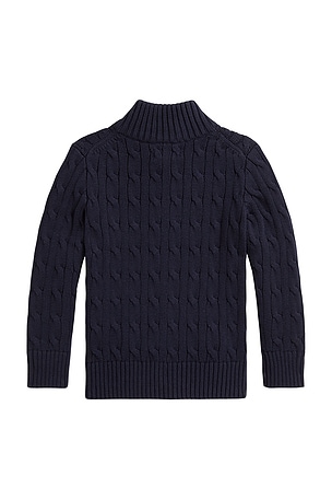 Polo Ralph Lauren Kids Cotton Cable Knit Mockneck Sweater in Navy