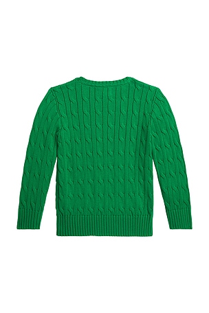 Polo Ralph Lauren Kids Cotton Cable Knit Crewneck Sweater in Green