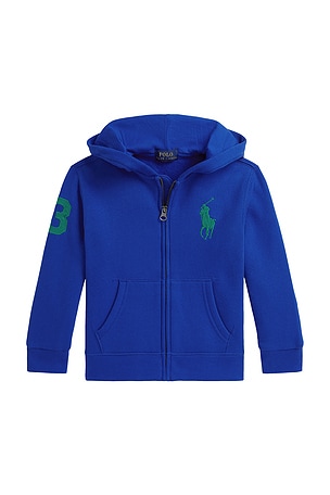 Polo Ralph Lauren Kids Long Fleece Big Pony Hooded Sweatshirt in Royal