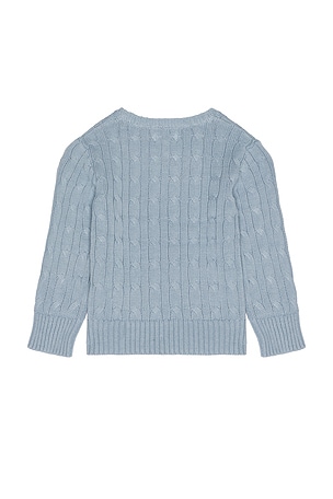 Polo Ralph Lauren Long Sleeve Cotton Cable Knit Crewneck Sweater in Baby Blue. Size 5. Also