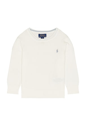Polo Ralph Lauren Long Sleeve Cotton Cable Knit Crewneck Sweater in White