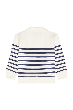 Polo Ralph Lauren Long Sleeve French Terry Striped Half Zip Pullover in White,Blue