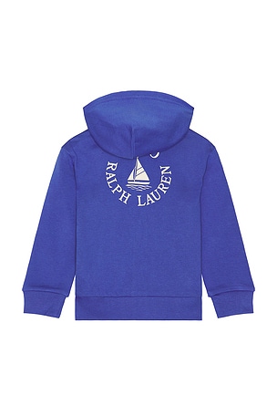 Polo Ralph Lauren Long Sleeve French Terry Sail Graphic Full Zip Hoodie in Blue. Size 5. Also