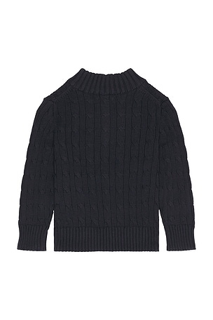 Polo Ralph Lauren Kids Long Sleeve Cotton Cable Knit Half Zip Sweater in Navy