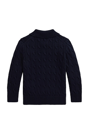 Polo Ralph Lauren Kids Long Sleeve Cotton Cable Polo Crewneck Sweater in Navy