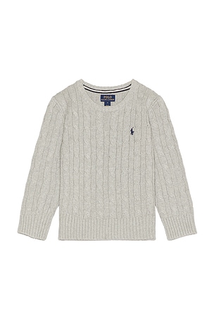 Polo Ralph Lauren Kids Long Sleeve Cotton Cable-knit Crewneck Sweater in Grey