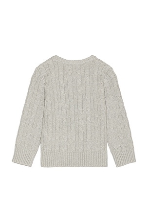 Polo Ralph Lauren Kids Long Sleeve Cotton Cable-knit Crewneck Sweater in Grey