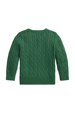 Polo Ralph Lauren Kids Long-sleeve Cotton Cable-knit Crewneck Sweater in Green