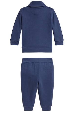 Polo Ralph Lauren Baby Two Piece Set Long Sleeve Estate Rib Knit Funnel Neck Sweatshirt With Jogger in Navy