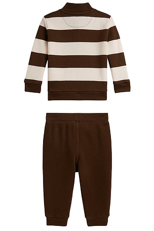 Polo Ralph Lauren Baby Two Piece Set Long Sleeve Estate Rib Mock Neck Hookup in Chocolate Mousse Multi