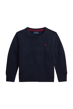 Kids Long Sleeve Combed Cotton Crewneck Sweater Polo Ralph Lauren