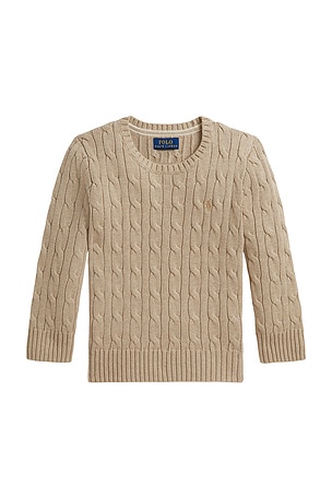 Kids Long Sleeve Cotton Cable Knit Crewneck Sweater Polo Ralph Lauren