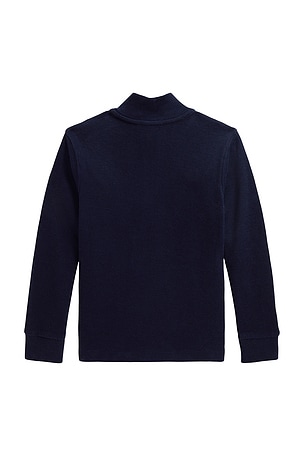 Polo Ralph Lauren Kids Long Sleeve Estate Rib Mock Neck Half Zip Pullover in Navy