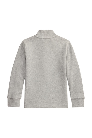 Polo Ralph Lauren Kids Long Sleeve Estate Rib Mock Neck Half Zip Pullover in Grey