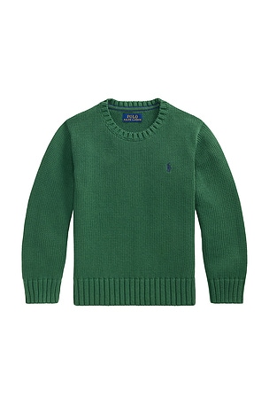 Polo Ralph Lauren Kids G-sleeve Combed Cotton Crewneck Sweater in Green
