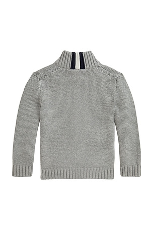 Polo Ralph Lauren Kids Long Sleeve Combed Cotton Knit Full Zip Sweater in Grey