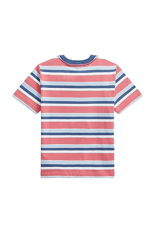 Polo Ralph Lauren Kids Short Sleeve Jersey Knit Striped Crewneck T-shirt in Adirondack Berry Multi