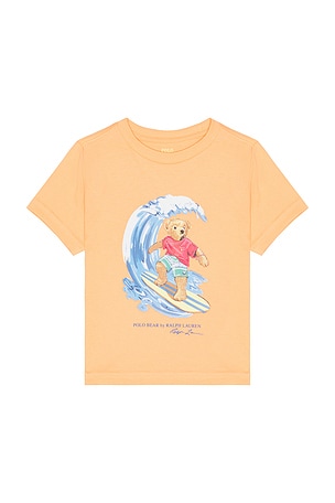 Polo Ralph Lauren Short Sleeve Jersey Knit Novelty Surf Bear Graphic T-shirt in Coral