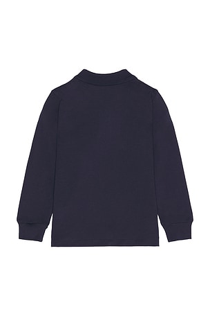 Polo Ralph Lauren Kids Long Sleeve Knit Basic Cotton Mesh Polo Shirt in Navy
