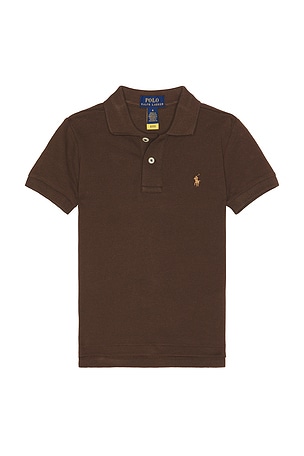 Polo Ralph Lauren Kids Short Sleeve Basic Mesh Polo Shirt in Brown