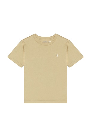 Polo Ralph Lauren Kids Short Sleeve Cotton Jersey Crewneck T-shirt in Taupe