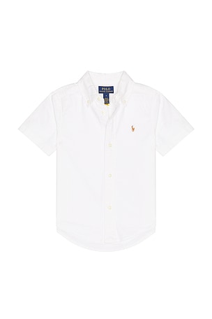 Polo Ralph Lauren Kids Short Sleeve Oxford Sport Shirt in White